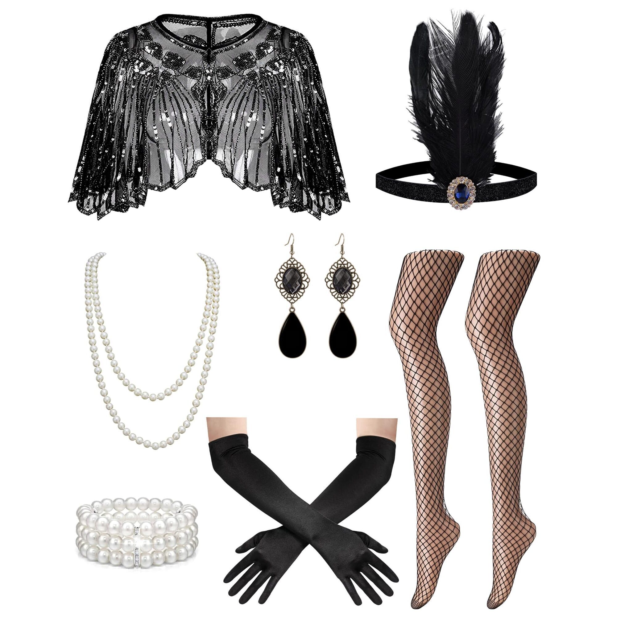 7888 1920s Great Gatsby Dresses Costume Accessoriess For Set,